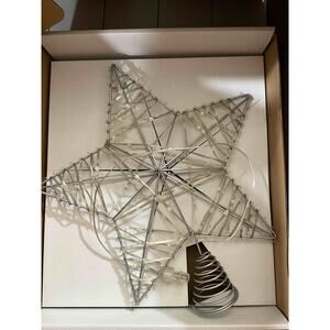 NEW King of Christmas 14" Silver Star Tree Topper Warm White LED Lights